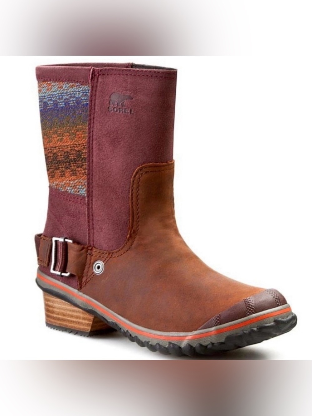 Sorel Women's Brown & Burgundy Leather Suede Mid-Calf Boot